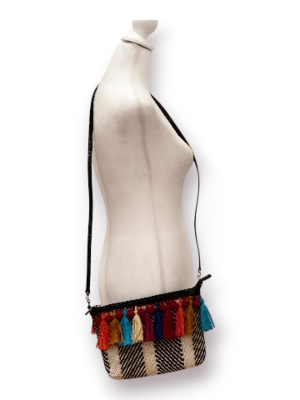 Sam Edelman "Circus" Woven Boho Crossbody Bag Colorful Tassels VGUC